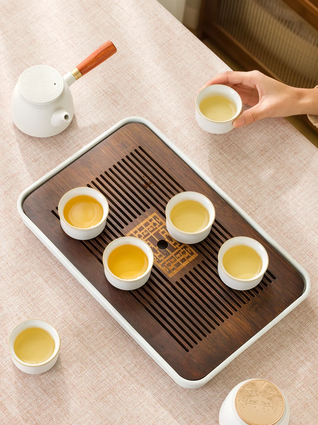 kung fu tea set tray dry brewing table, small tea sea table for one person to put tea cups