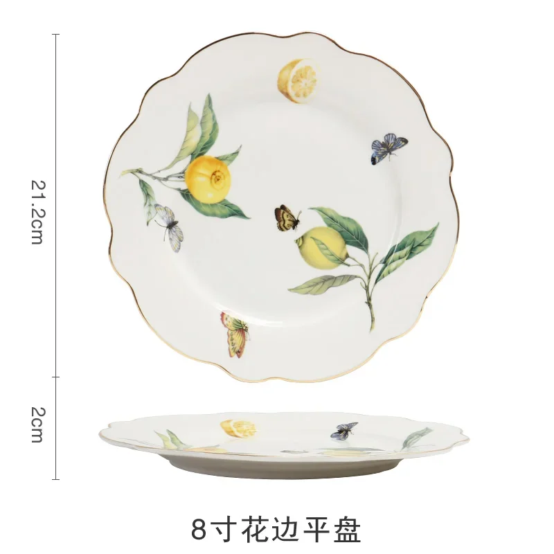 European-style ceramic steak plate western food plate household online celebrity plate Nordic creative breakfast plate cutlery.