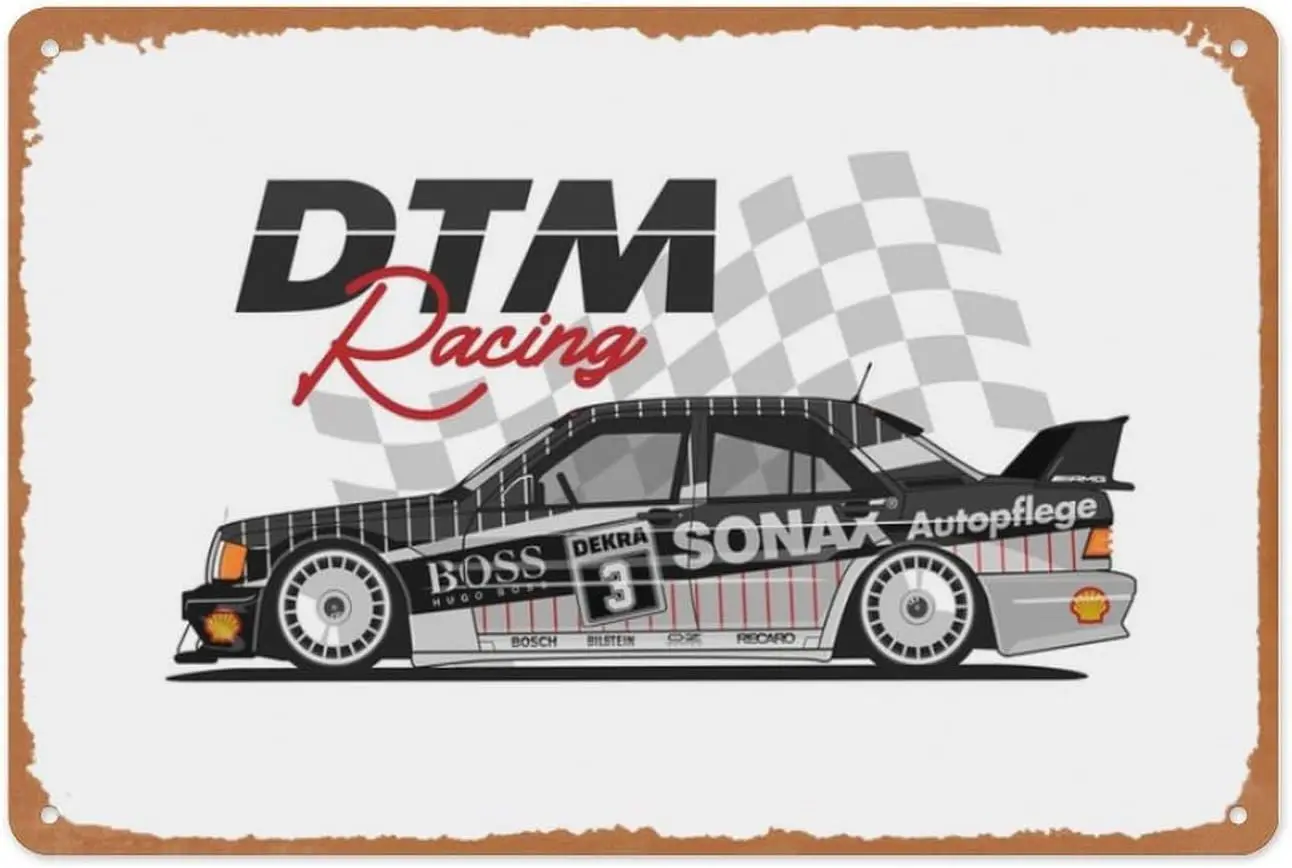 Vintage Metal Sign - Mercedes E190 2.5 DTM Racing - 8x12 Inch Wall Art for Garage, Man Cave, Game Room, Coffee House Or Hom sign