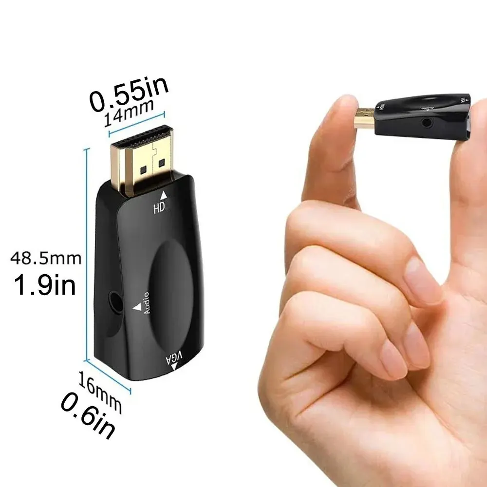 HDMI-compatible to VGA Cable Converter Male To Famale Converter Adapter 3.5mm Jack Audio HD 1080P For PC Laptop Tablet