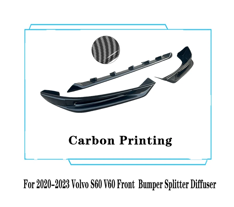 Voor 2020--2023 Volvo S60 V60 Voorbumper Splitter Diffuser Spoiler R ONTWERP Auto Achterhoede Cover ABS Plastic body Kit Meubi - afbeelding 1