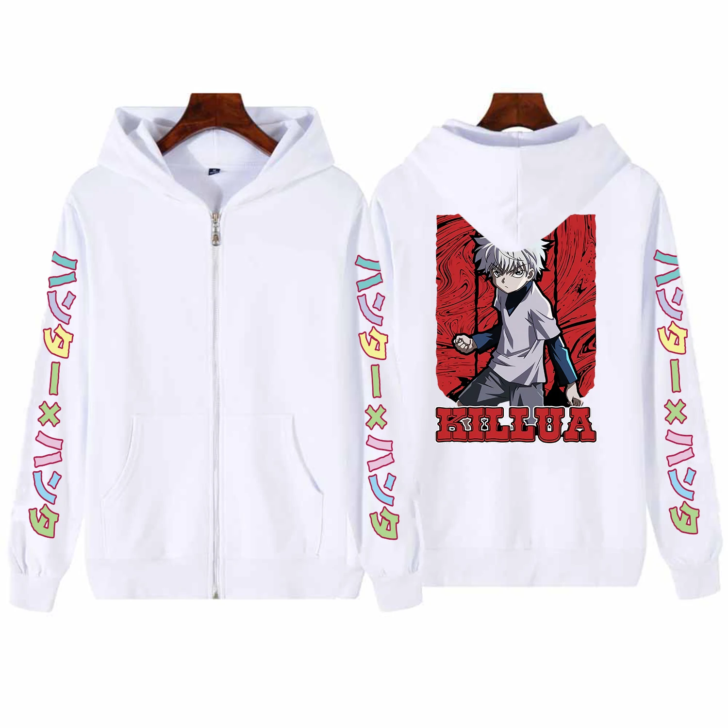 Harajuku Hunter x Hunter Killua Zoldyck Zipper Hoodies Boy Gothic Cartoon Autumn Winter Warm Fashion Loose Zipper Jacket Coat