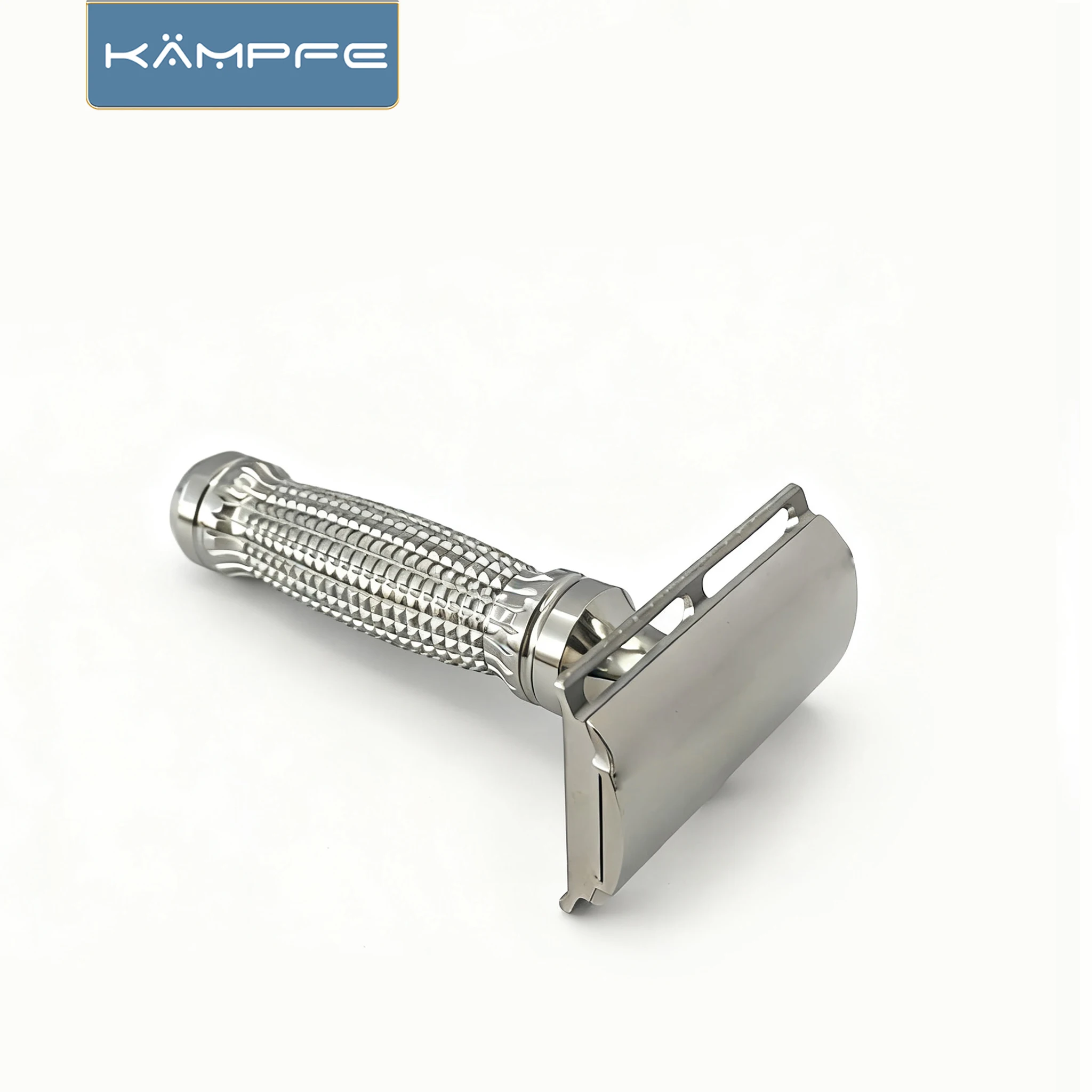 ماكينة حلاقة يدوية كلاسيكية للرجال من Kampfe بحافة مزدوجة من الفولاذ المقاوم للصدأ/التيتانيوم للسفر هدية للرجال بمقبض #4