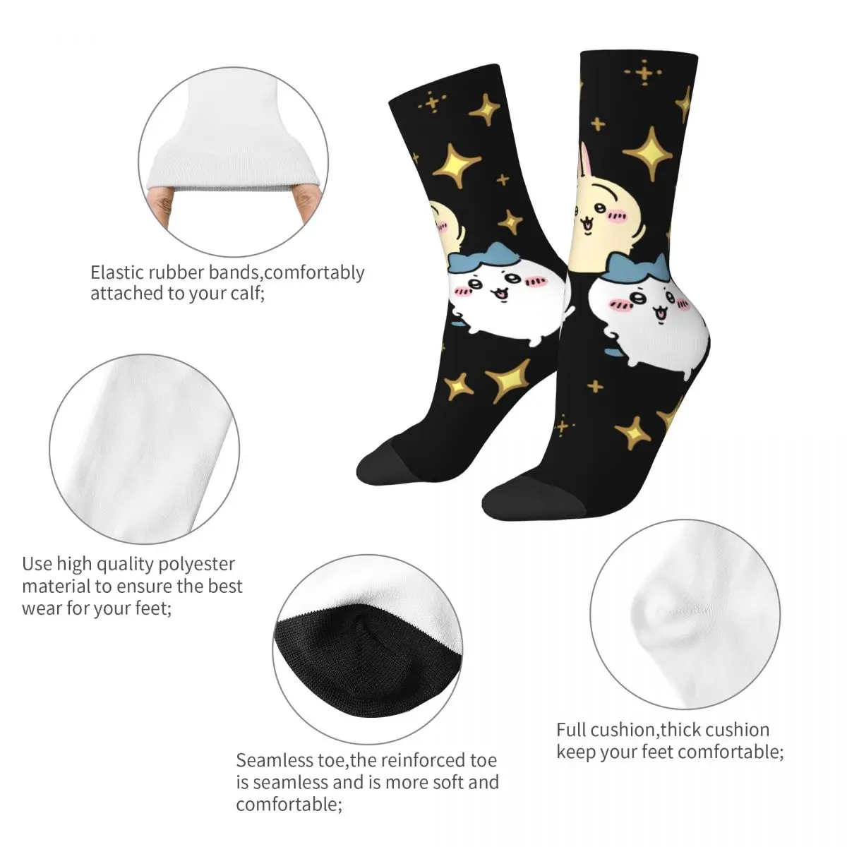 Girls Harajuku Socks Chiikawa Japanese Manga Accessories Super Soft Cute Socks Suit For Spring Autumn Winter