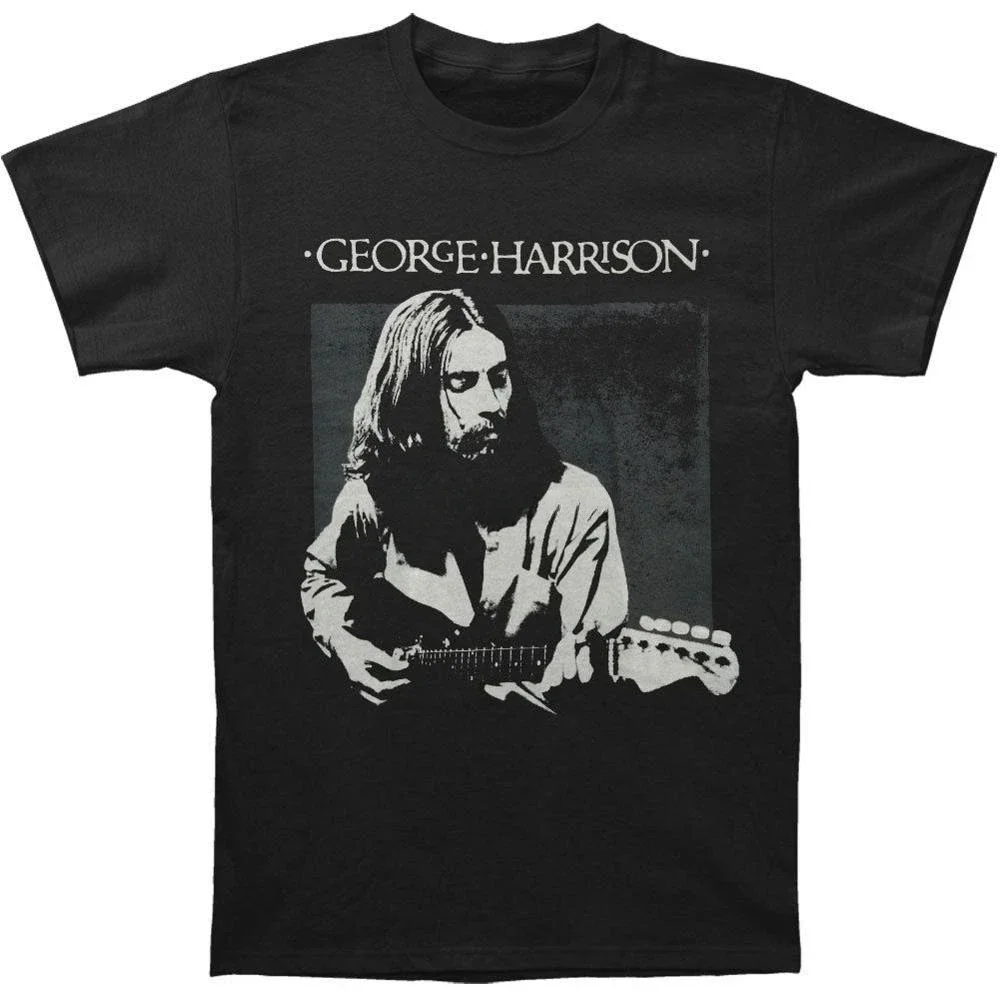 Black George Harrison Men'S George Harrison Live Portrait T-Shirt  COTTON streetwear style Round Neck 2024  printing t-shirt