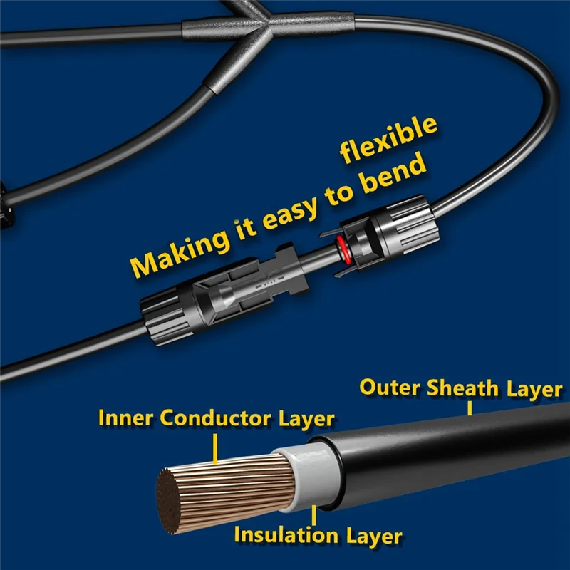 

2Pairs Y-Style Solar Connector DC 1000V For Parallel Connection Between Solar Panels Solar Cable Junction-New