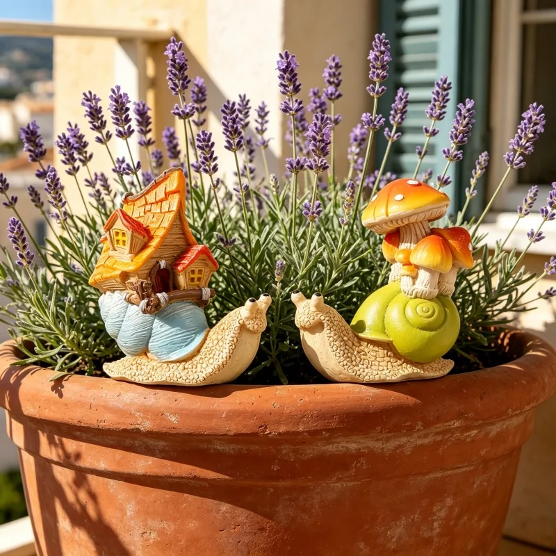 Cute Resin Snail Figurines Mini Fairy Garden Plant Pot Micro Landscape Terrarium Home Outdoor Garden Decor Craft Gift