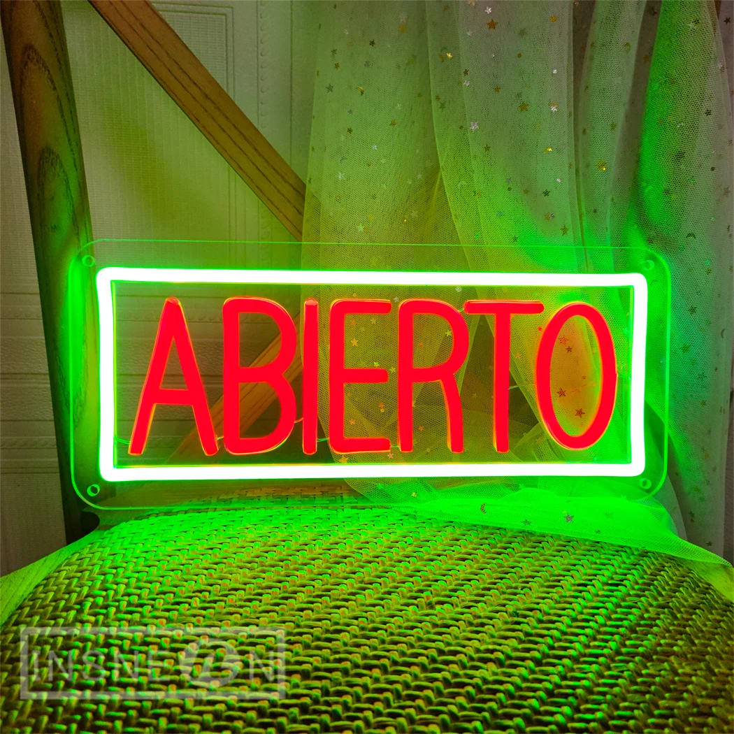 Abiunto lampu Neon LED Spanyol untuk kedai kopi dekorasi dinding ruang Studio dekorasi dinding klub disko Bar restoran lampu malam terbuka USB