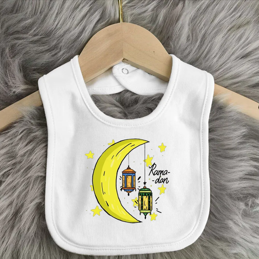 Moon Star Happy Ramadan Baby Bibs Boy Girl Cotton Bib Happy Eid Mubarak Infant Saliva Towel Infant Muslim Islamic Keepsake Gift