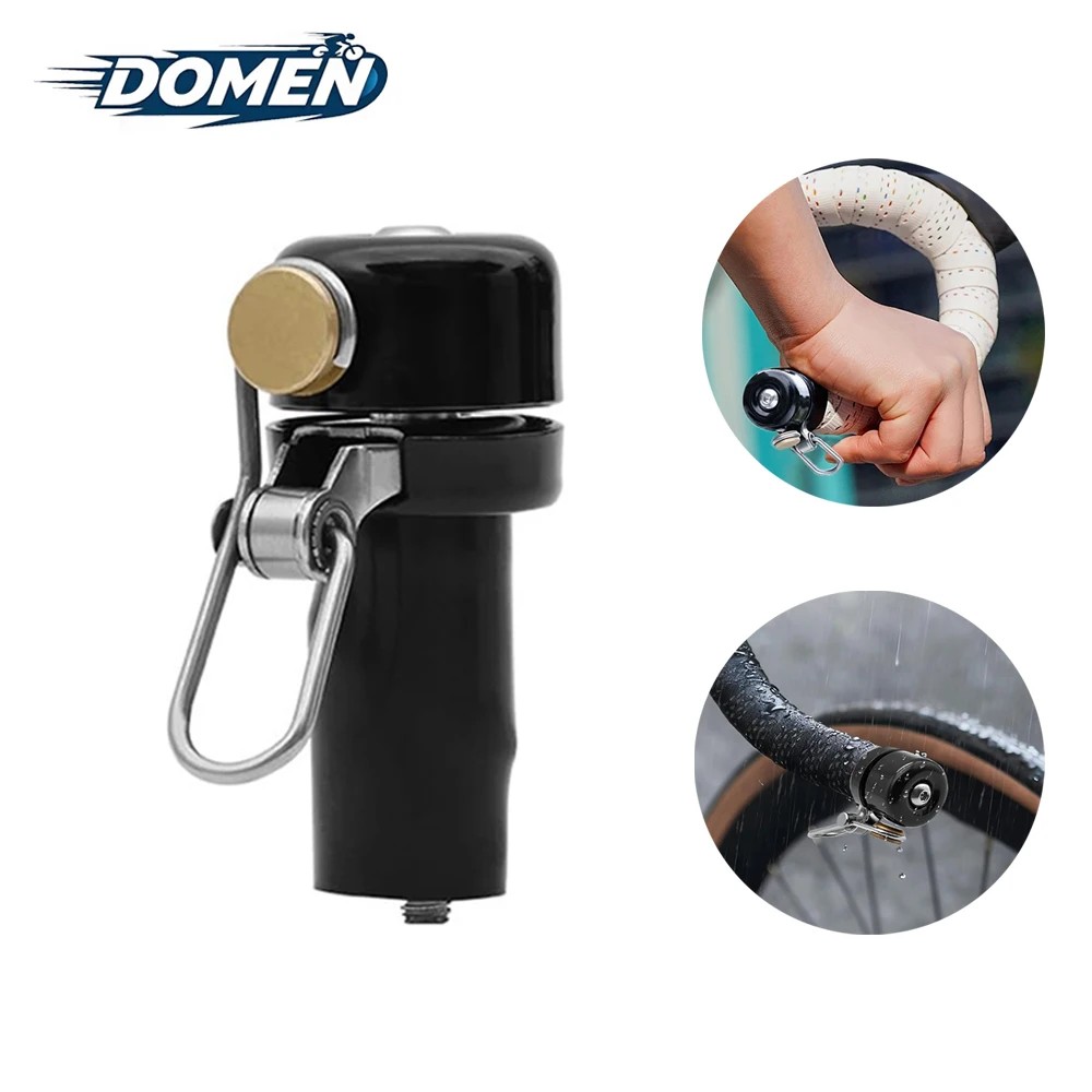 DOMEN Bicycle Curved Handlebar Plug Bell Bicycle Handlebars Blocked Bell Waterproof Loud Alarm Safety Horn Bike Accessories