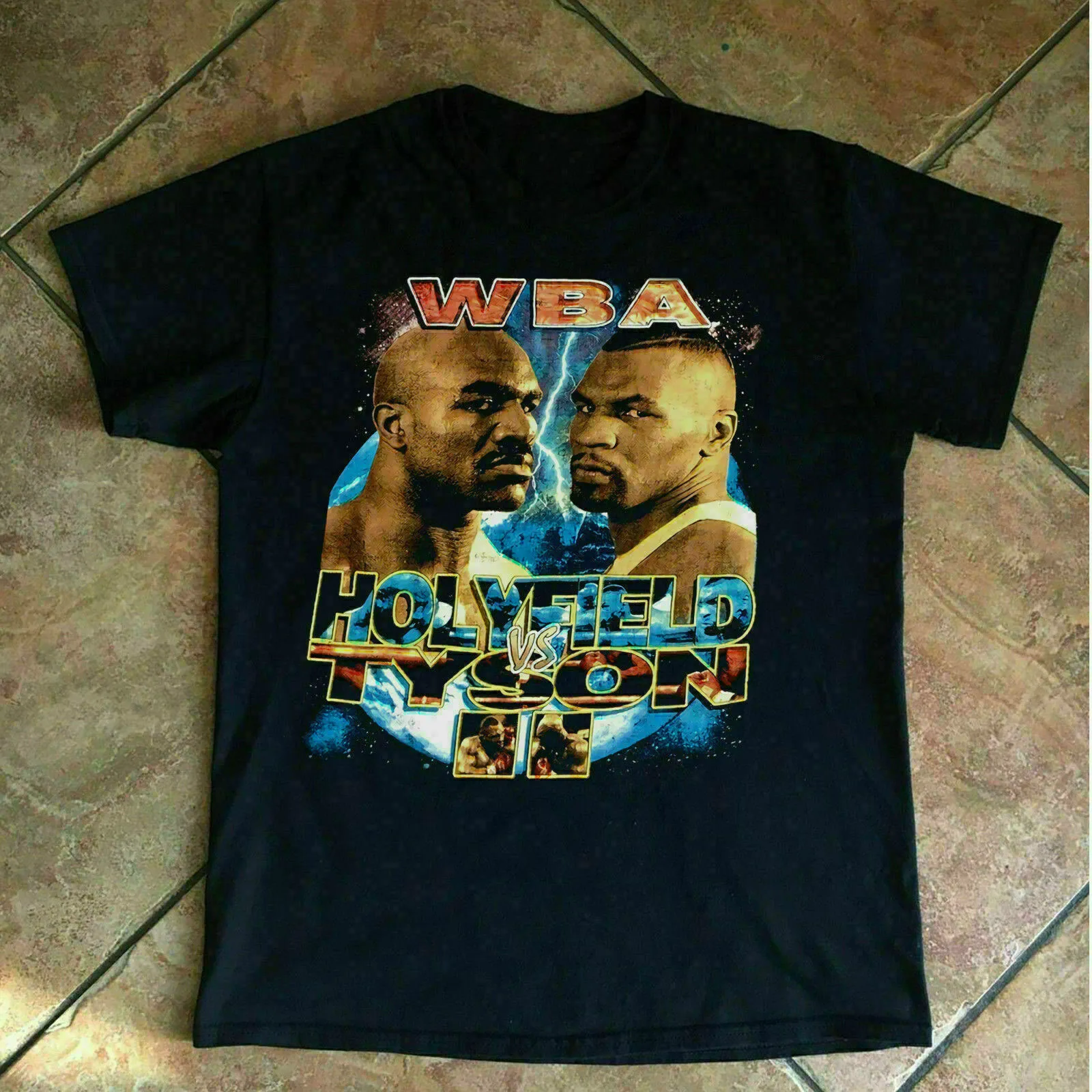 Vintage Rare Mike Tyson Evander Holyfield T-Shirt Men\'s Cotton O-Neck Short Sleeve T Shirt New Size S-3XL