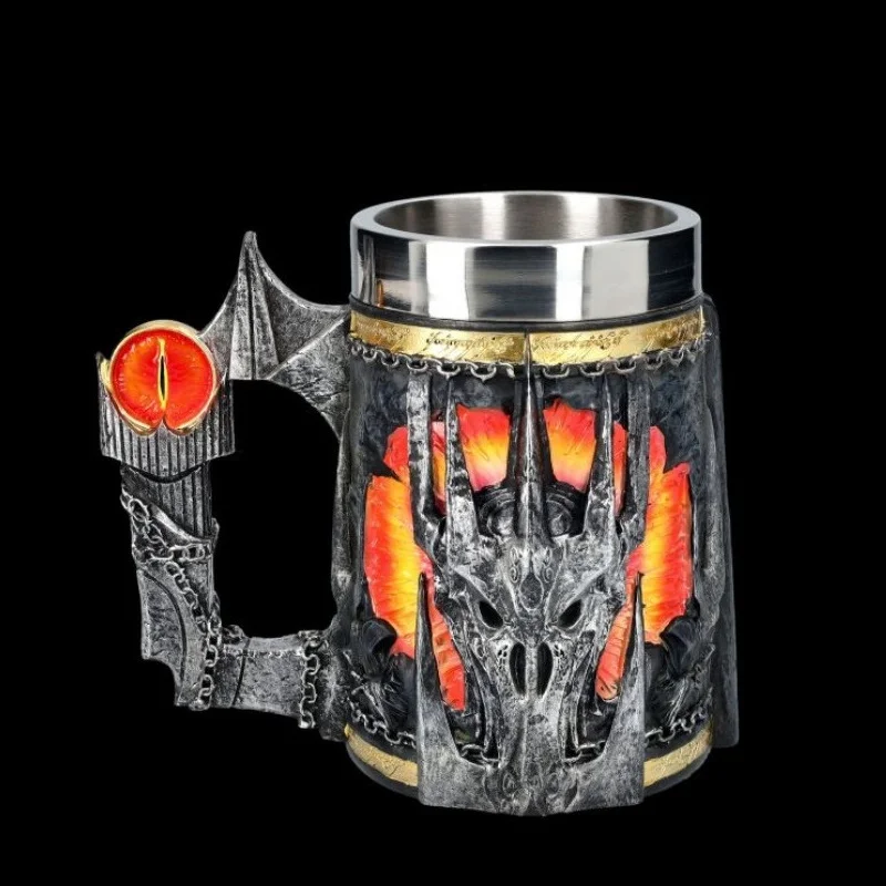 Lord Rings Mug Viking Claw Mask Beer Mugs 600ml Large Capacity Resin Stainless Steel Medieval Retro Bar Wine Coffee Drinkware Cu