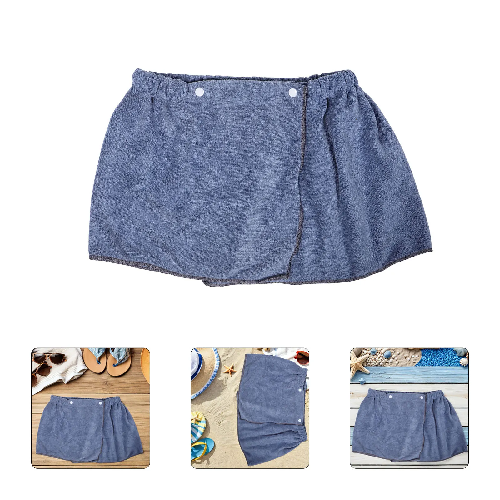 

Men Wearable Bath Towel Coral Fleece Shower Wrap Skirt Elastic Waist Privacy Protection Quick Dry Absorbent Gym Spa Beach