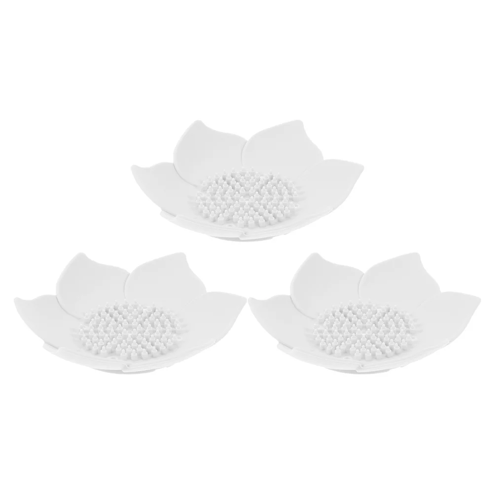 

3Pcs Silicone Lotus Leaf Soap Dish Creative Draining Soap Holder for Bathroom Shower Kitchen Sink Counter Shower Organizer