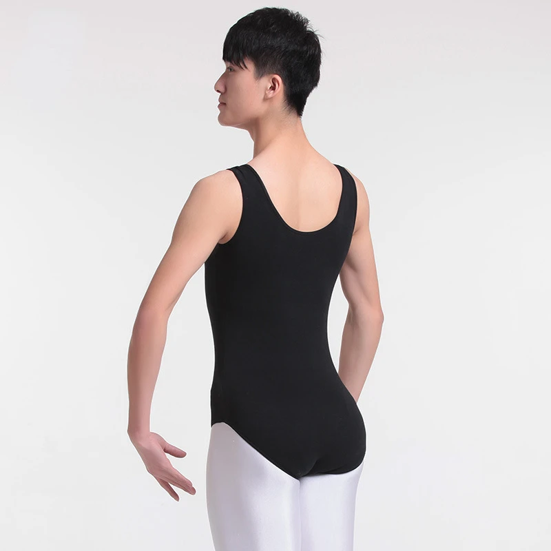 Bodysuit masculino de algodão sem mangas, dancewear profissional, collant de ginástica, calças justas de treinamento, colete esportivo apertado