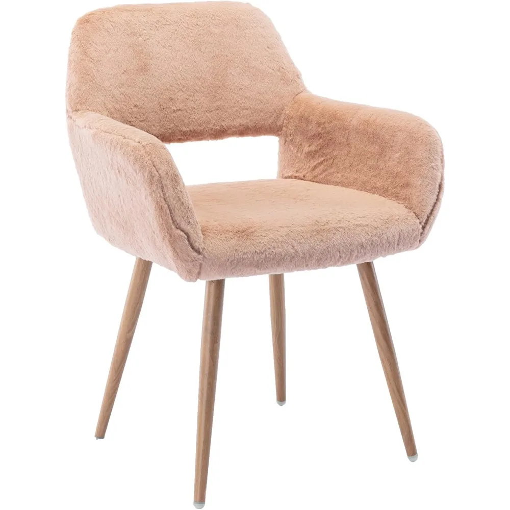 

Small Modern Dining Room Arm Chairs 1 Piece, Mid-Century Upholstered Velvet Side Seat Club Guest with Metal Tube Legs for Kitch