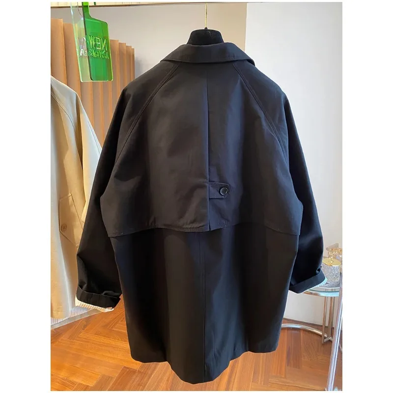 Jaket Wanita Model Utili Sle Terbaru 2025, Longgar, Panjang, Kerah Kancing, Gaya Briti Sle, Musim Semi Gugur, Pakaian Luar Modis
