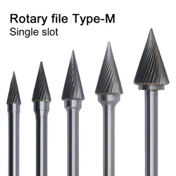 1pcs Carbide Tapered Tip Tungsten Steel Milling Cutter Rotary File Woodworking Wood Carving Tool Grinding Head M-shaped