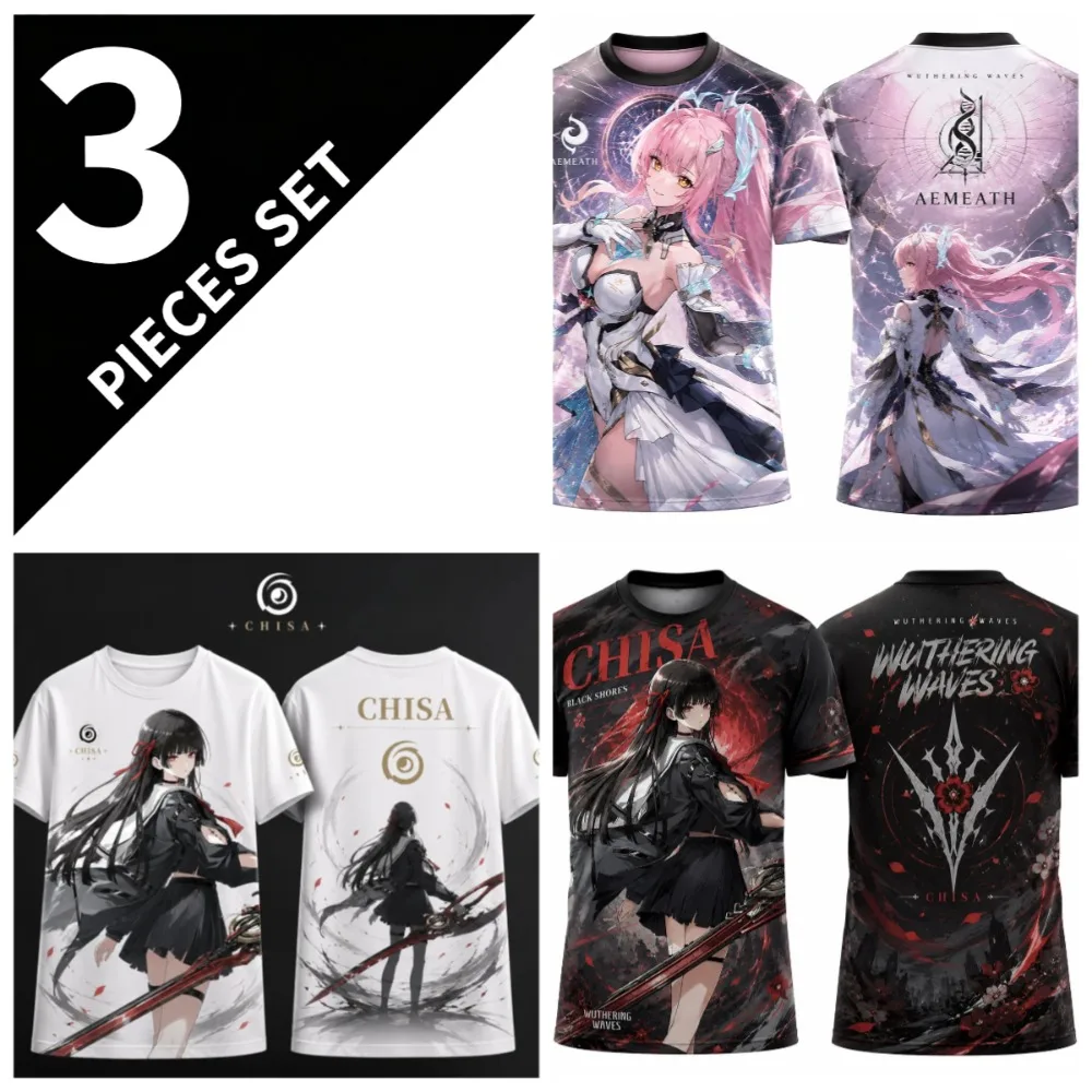 Summer Japanese Anime 3D Print Style Jersey TShirt Wuthering Waves Chisa Aemeath Augusta Phrolova Sigrika Breathable Casual Tee
