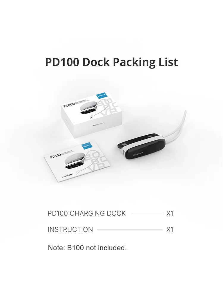 BOBOVR PD100 2-in-1 oplaadstation, tweerichtings snelladen, ingebouwde kabel, meerdere poorten (alleen dock zonder batterij)
