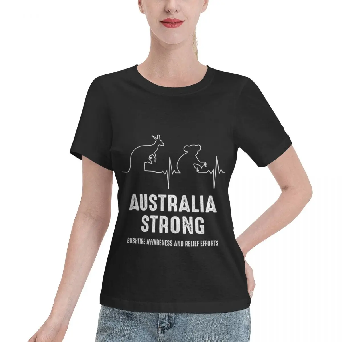 Limited Offer Australia Strong - Kangaroo And Koala Heartbeat Support Women's T-shirt High End Female Everyday Wear