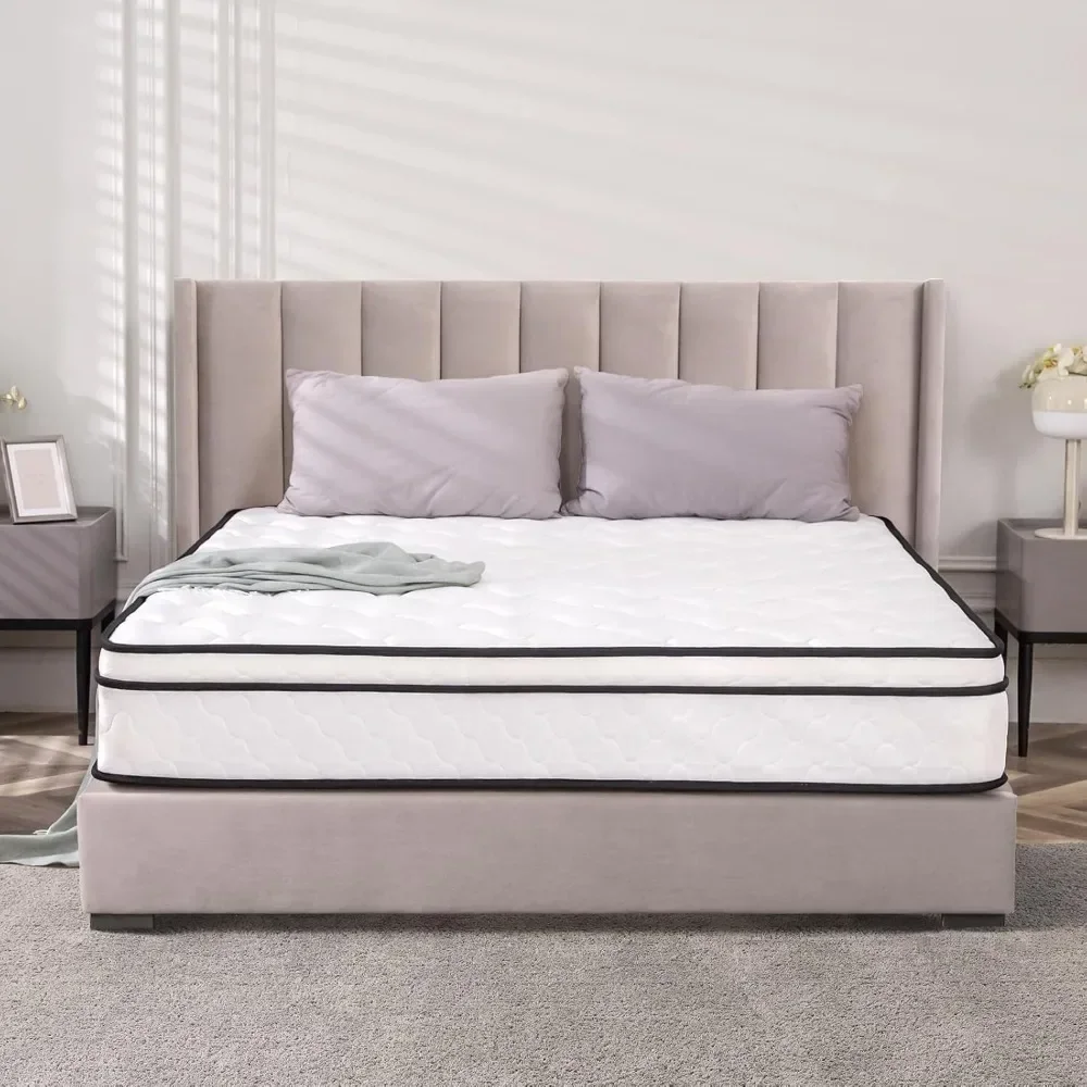 Hybrid Mattress in A Box, Bonnell Coil Queen Size Mattress Medium Soft Feel with Memory Foam