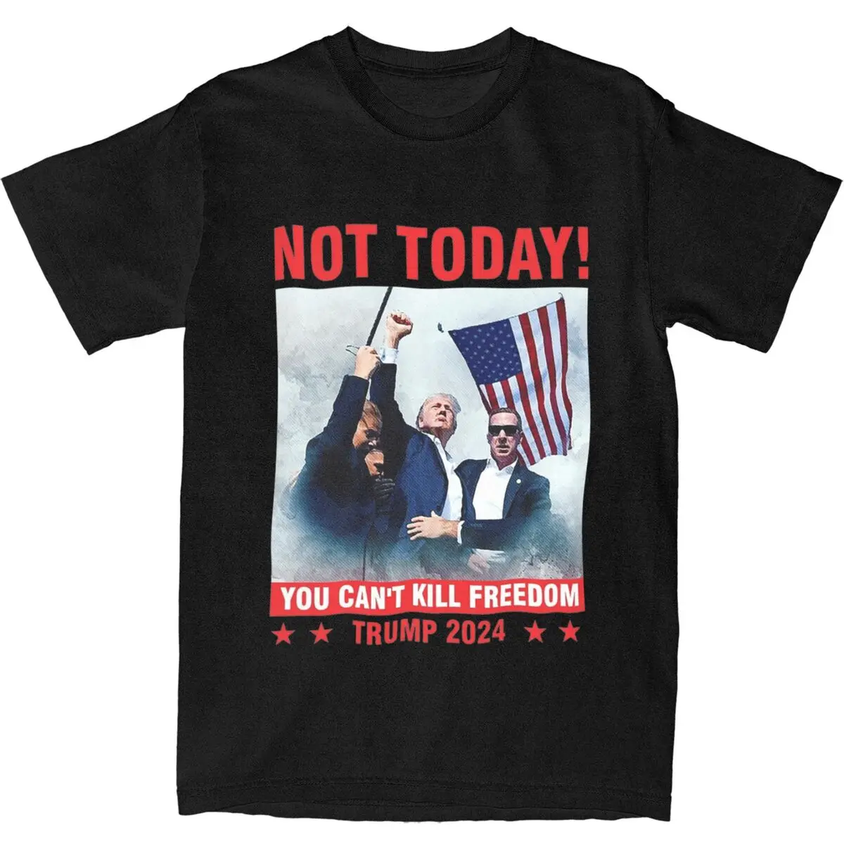 Trump Assasination 2024 T-Shirt Man Trump Fight 2024 Trump Shot Fight Cotton T-Shirts Summer O Neck Hippie Tees Oversized Tops