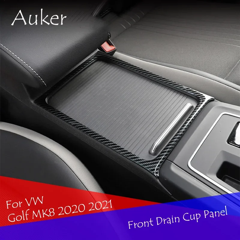 Car Front Drain Cup Panel Trim Frame Cover Sticker Strips Garnish For VW Golf 8 MK8 2020 2021 Accessories