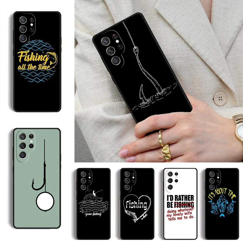 Carp Fish Fishing rod Hook Phone Case for Samsung Galaxy S26 S25 Ultra S24 S23 S22 S21 Plus Note 10 Bumper Cover