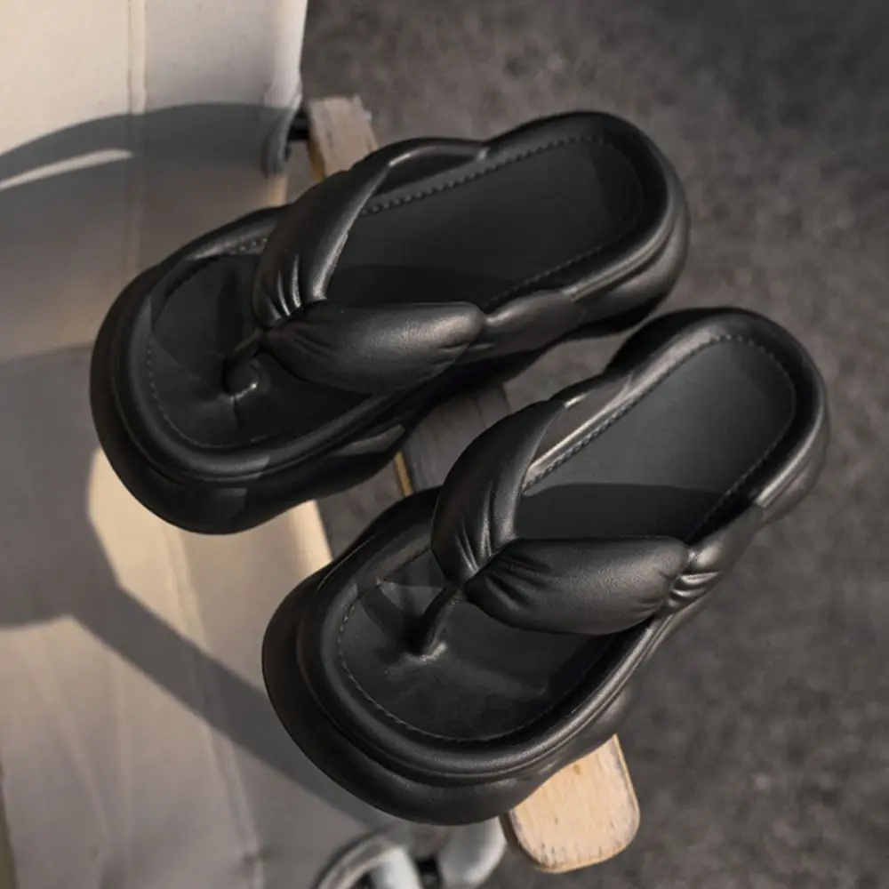 Базовые противоскользящие шлепанцы на платформе с защитой от запаха, тапочки на толстой подошве, пляжная обувь, шлепанцы из ЭВА, женские сандалии