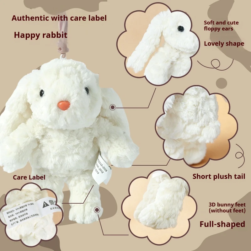 

Fluffy Lop Eared Bunny Keychain Plush Toy Hanging Pendant Soft Long Pile Rabbit Plushie with Wash Label Cute Gift for Girls