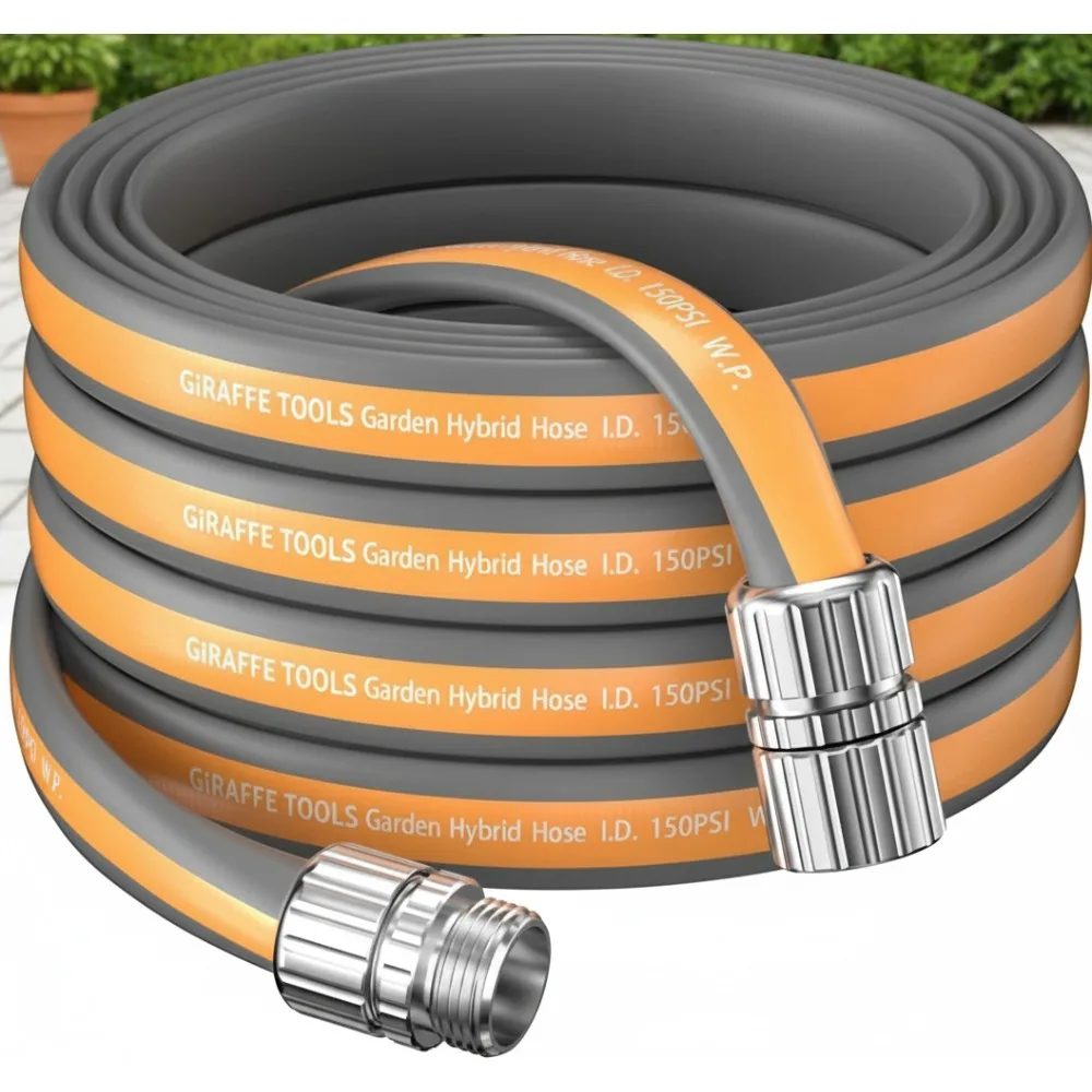 

50FT Lightweight Lay Flat Garden Hose, 5/8" Flexible Leakproof Water Pipe with Fittings for Yard Cleaning
