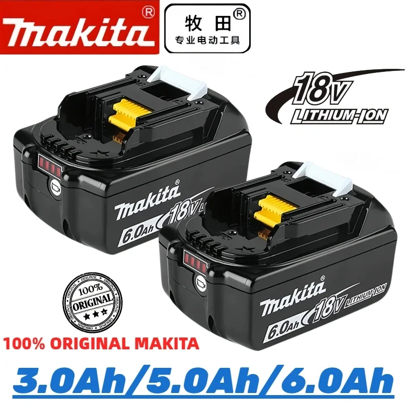 

Makita-100 % оригинальная перезаряжаемая аккумуляторная батарея для электроинструмента 6,0 Ач 18 в BL1830 BL1850 BL1840 BL1860 BL1815, сменная искусственная литий-ионная