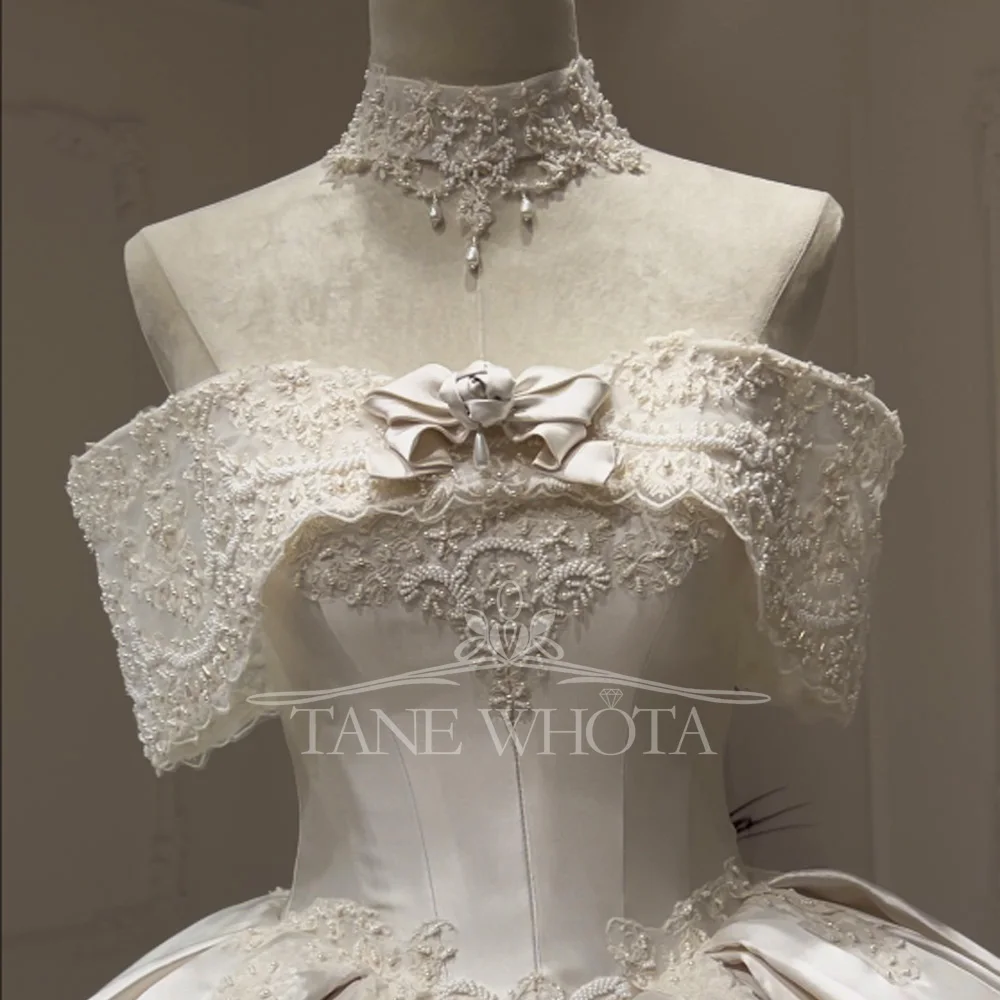 Sweetheart Off-Shoulder Lace-Up Back Embroidery Ball Gown Wedding Dress Customizable Hochzeitskleider