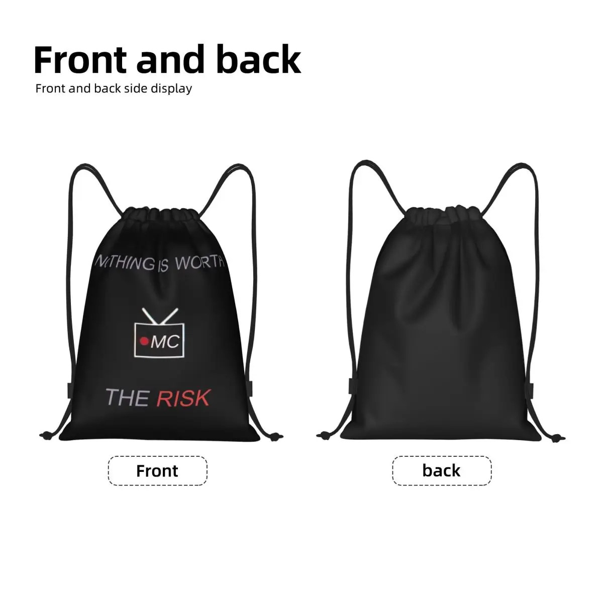 Mandela Catalogue Nothing Is Worth The Risk Drawstring Backpack Sports Gym Bag for Men Women Training Sackpack