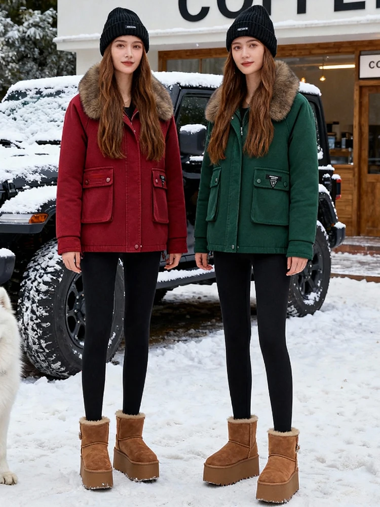 Trendy ort Fce Lined Thiened Women's Jaet Loose Fit Warm Commute Sle Winter New Arrival Street Sle down Cotton Coat