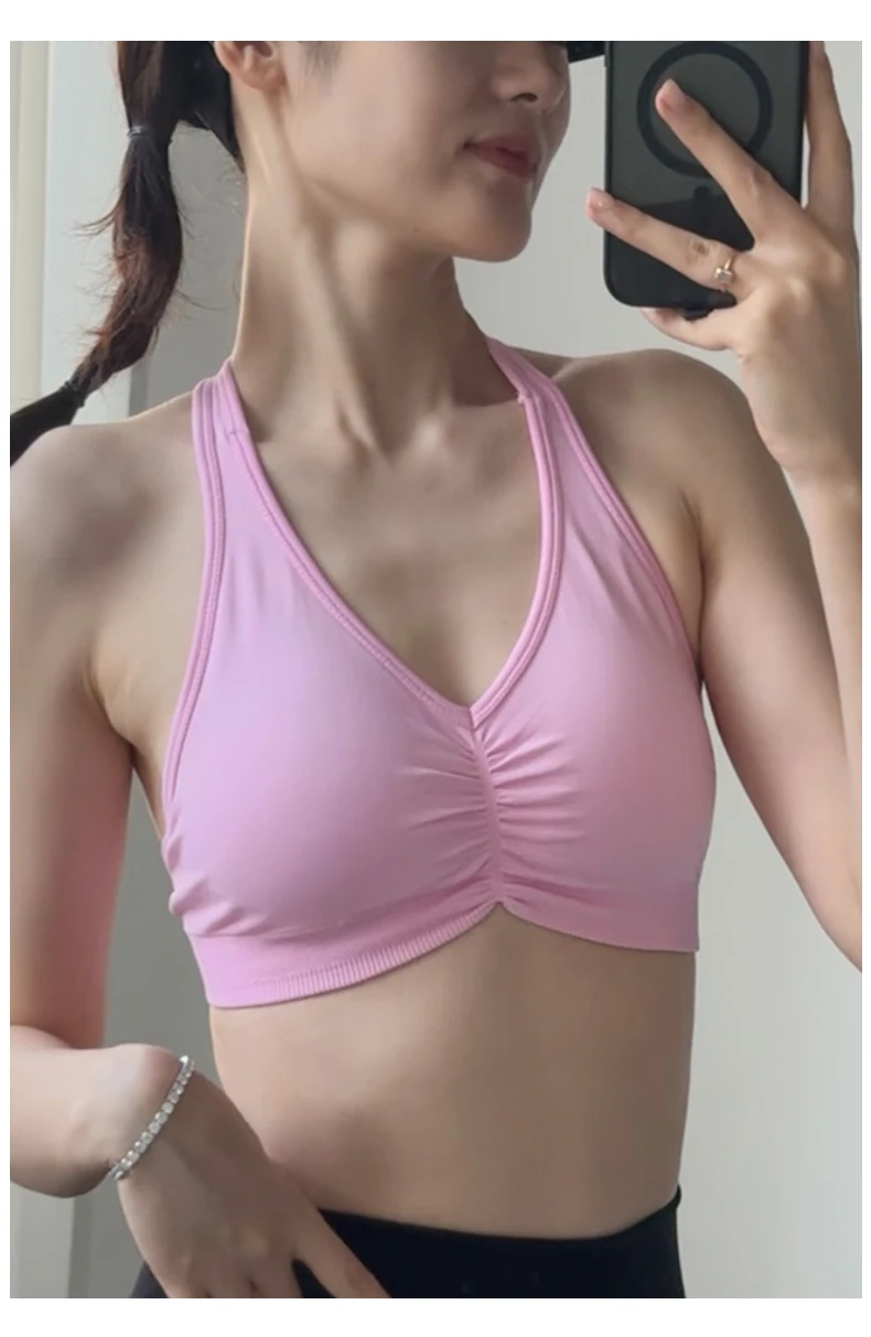 Adjustable High-Impact Yoga T-Back Sports Bra - Halter Neck, Backless, Quick-Dry, Shockproof Gym Tank Top image 5