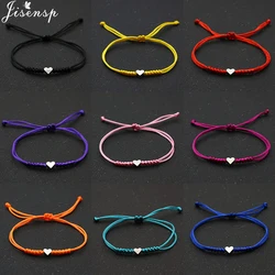 Multicolor Rope Lucky Heart Bracelets Women Men Charm Woven Handmade Bangles Braided Adjustable Buddhism Jewelry Pulseras 2025
