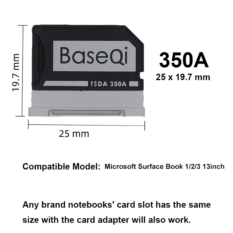 BaseQi para Microsoft Surface Book1/2/3 13,5 polegadas Adaptador Micro SD Sbook I/II/III 13'' Alumínio Minidrive 350A