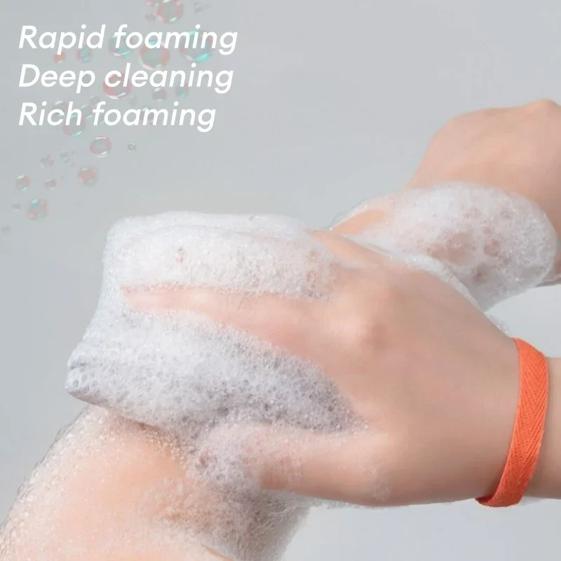 4 قطعة شبكة رغوة تنظيف الحمام على الوجهين مربع/بيضاوي كيس الصابون الجسم التقشير الغسيل الإسفنج الحمام شبكة الصابون الجيب