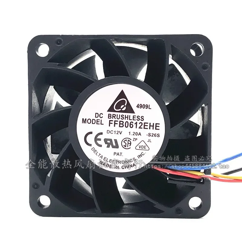 for FFB0612EHE 6038 12V 1.2A Double Ball Bearing 6CM High Air Volume Violent Cooling Fan