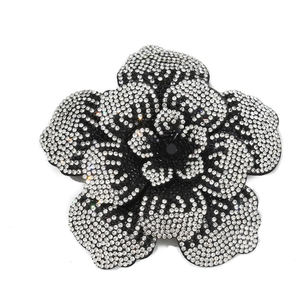 Three-dimensional Camellia Rhinestone Flower Patches