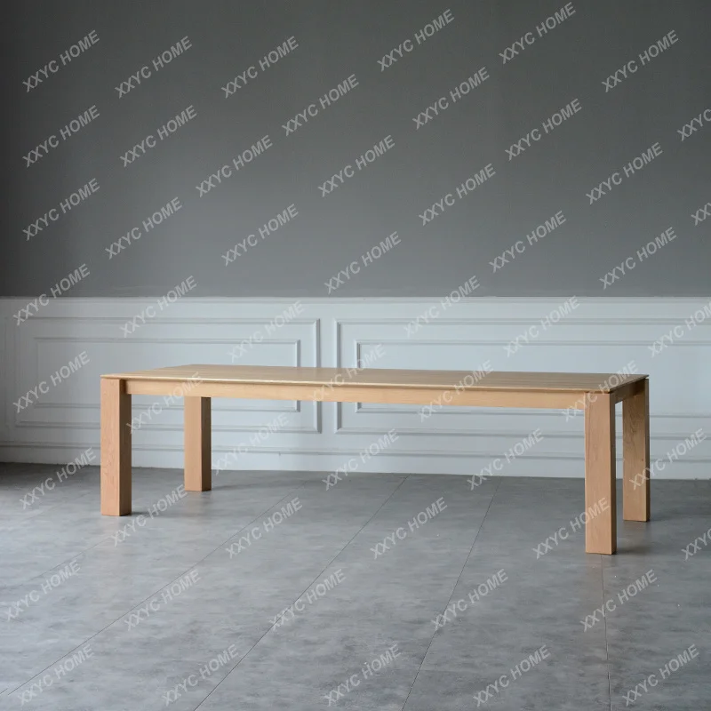 A  solid wood large board dining table, simple modern  log white oak rectangle