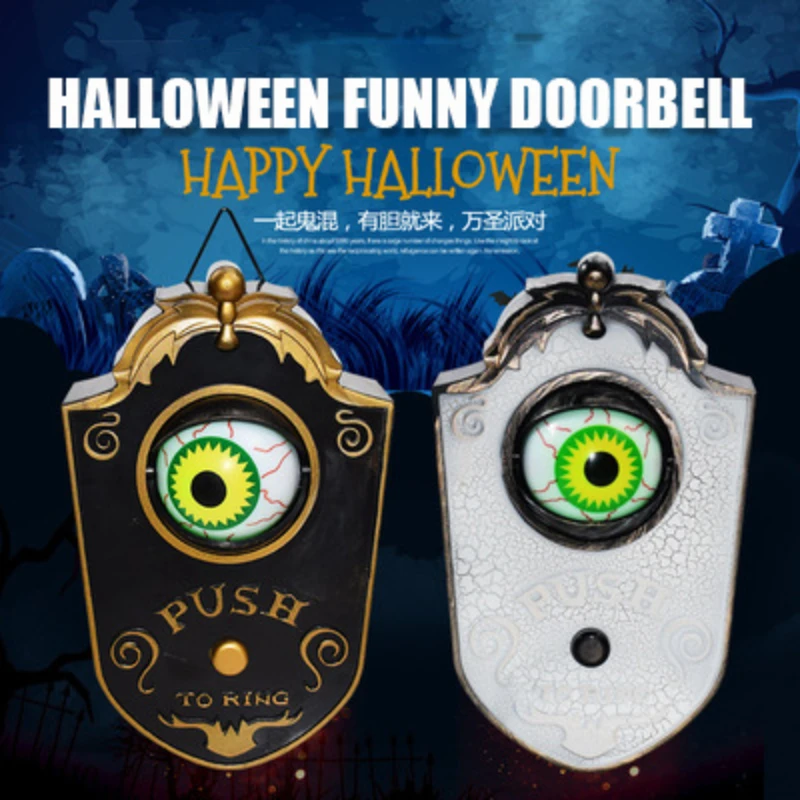 

Halloween One Eyed Doorbell Decoration Horror Props Glowing Hanging Piece Whole Door Hanging Plastic Doorbell Eyeball Bell Decor