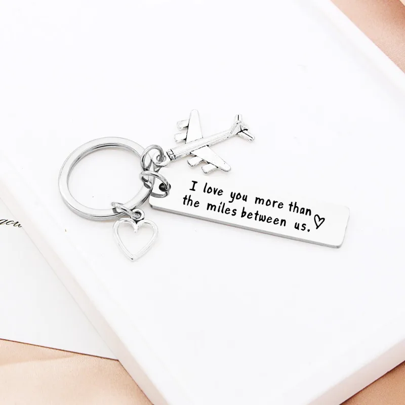 Flight KeyChain Women I Love You More Than Key Chain for Men Plane Pendant Key Ring Stainless Steel Girls Gift Fashion Jewelry