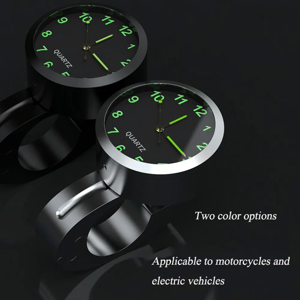 7/8" Motorcycle Handlebar Schedule Bike Hand Grip Bar Mount Aluminum Alloy Dial Clock Waterproof for Scooter Bicycle Motor ATV