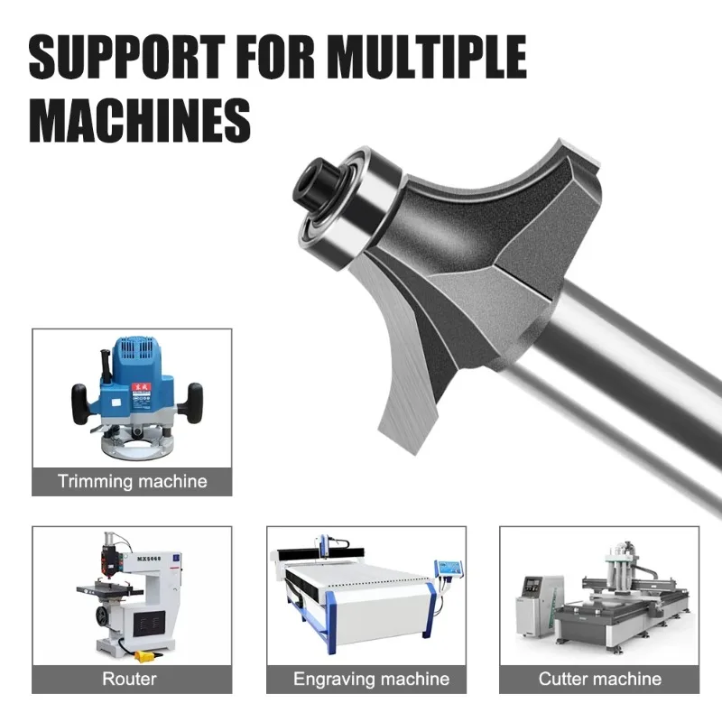 1Pc 6mm 12mm Shank Fillet Cutter Chamfering Router Bit Tungsten Alloy Fillet Router Bit Multifunction Trimming Machine Router