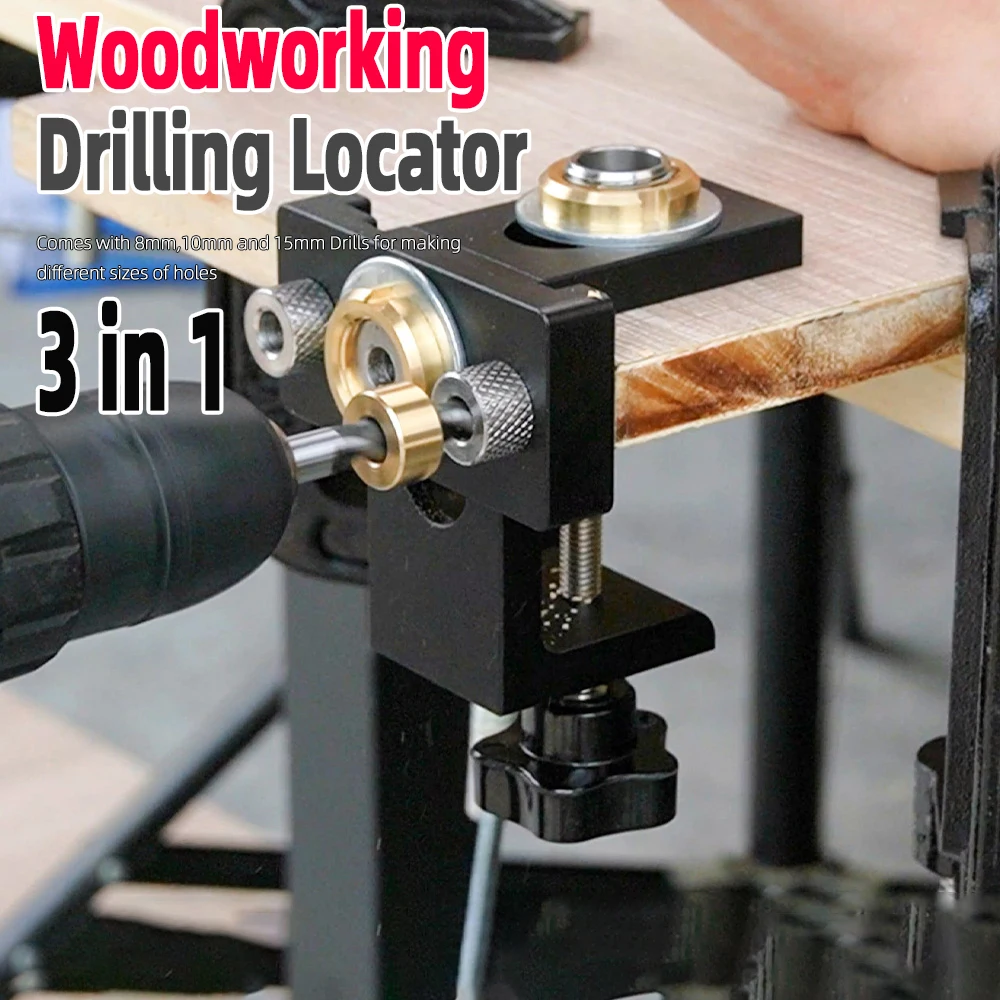 

3 in 1 Precision Jig Master Kit Wood Dowel Drilling Guide Aluminum Alloy Tool Wood Hole Drilling Precision Jig Dowel Cam for DIY