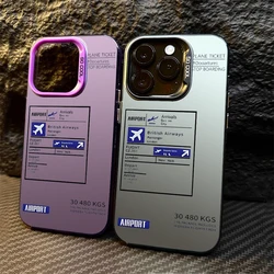 Plane Ticket Label Matte Laser Phone Case For Samsung Galaxy S25 S24 FE S23 S22 S21 S20 Ultra Plus FE A25 A35 A55 5G Hard Cover