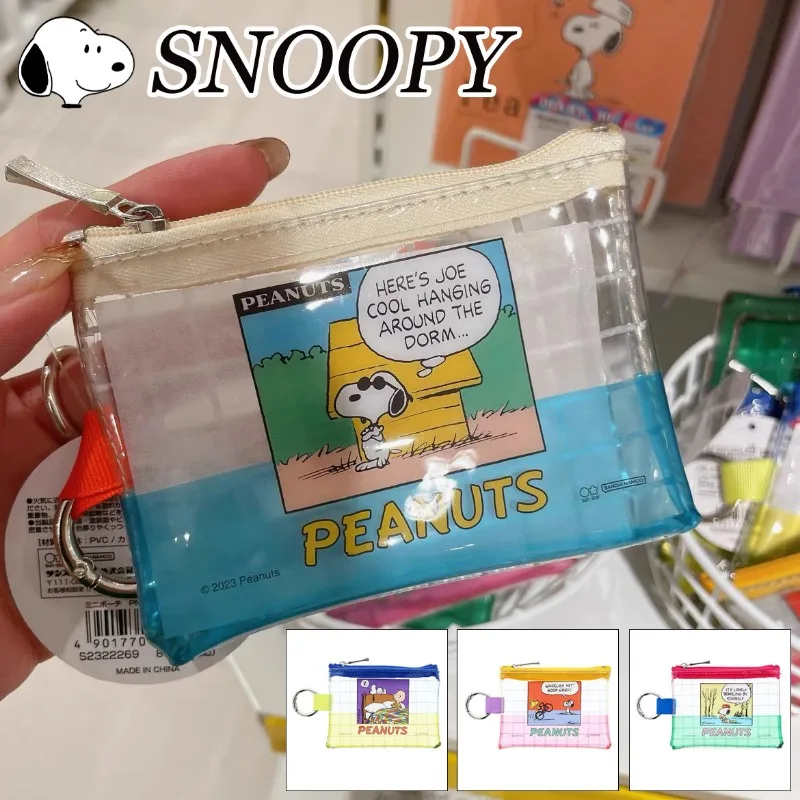 Snoopy Coin Purse Cartoon PVC Lipstick Cosmetics Earphone Money Storage Bag Short Zipper Wallet Women Mini Clutches Card Holder